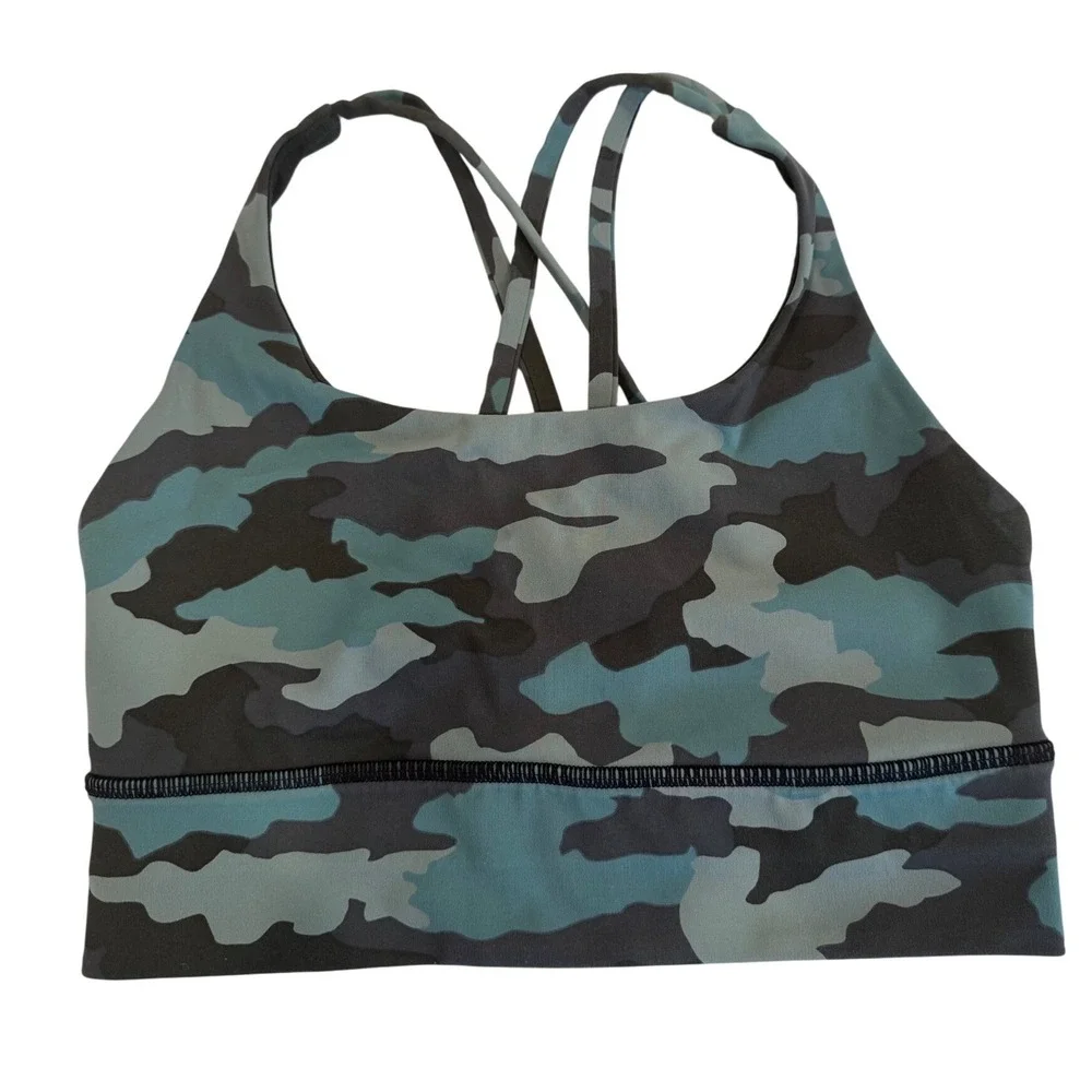 Lululemon Energy Bra First Release 4 Camo Strappy Yoga Run Rare